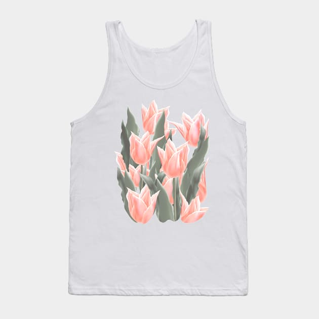 Stylish Peach Tulips Flowers Watercolor Illustration, coral pink color background. Holiday, Birthday, Anniversary Gifts Tank Top by sofiartmedia